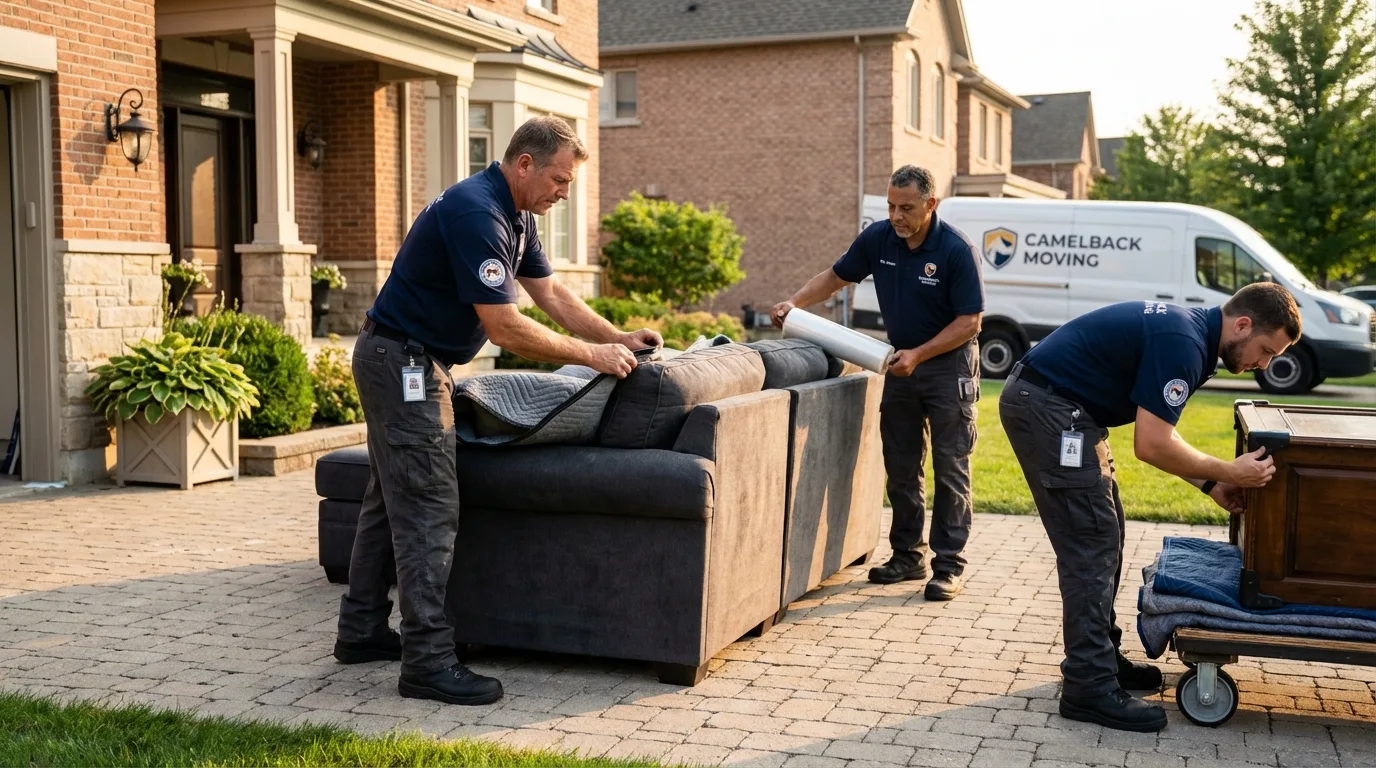 Large estate moving crew wrapping furniture in Riverton, NJ
